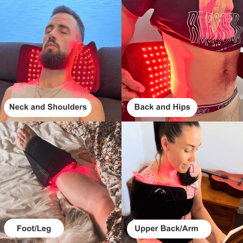 Red light therapy belt used on knee, shoulder, arm and leg